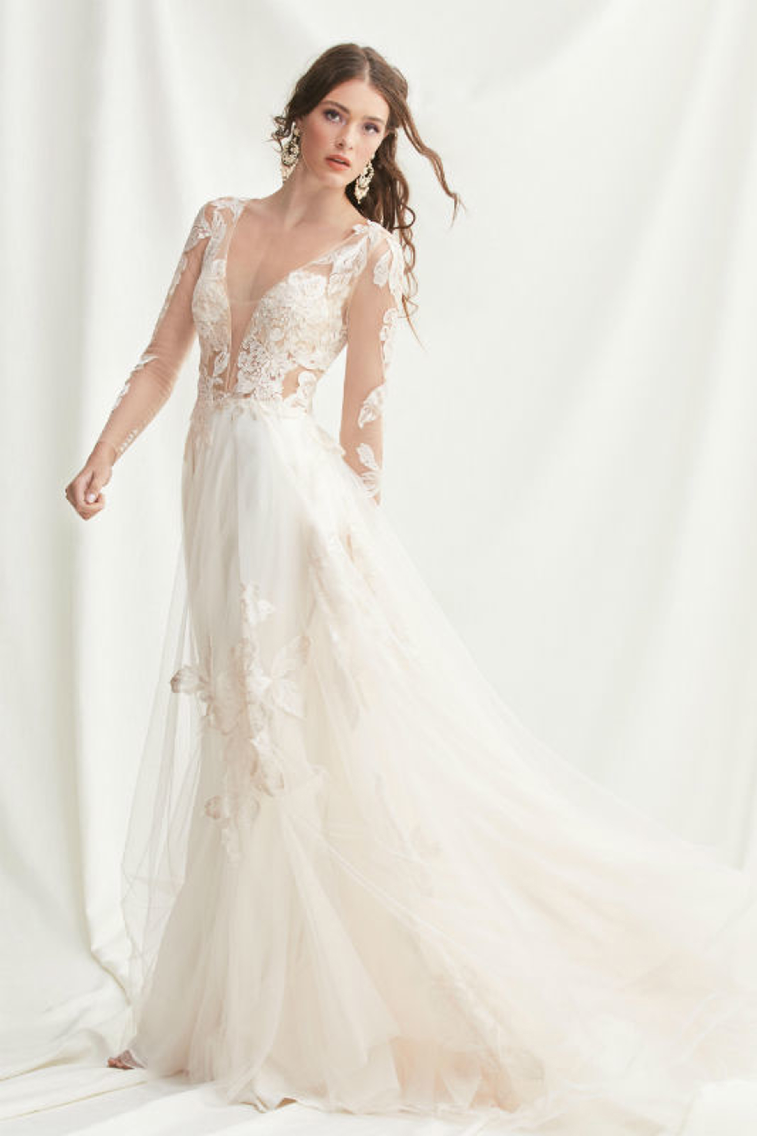 Watters long 2025 sleeve wedding dress