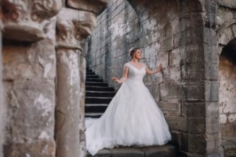 Disney Fairy Tale Weddings Collection 137007 #8 Ivory/Blue/Silver thumbnail