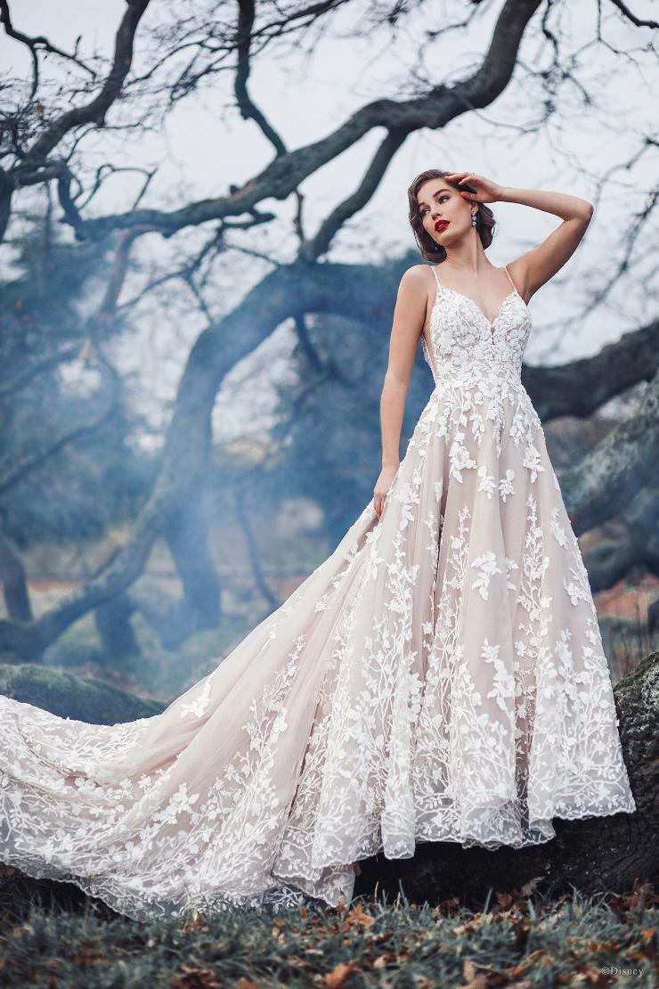 Strapless A-Line Wedding Dress with Garden-Inspired Lace