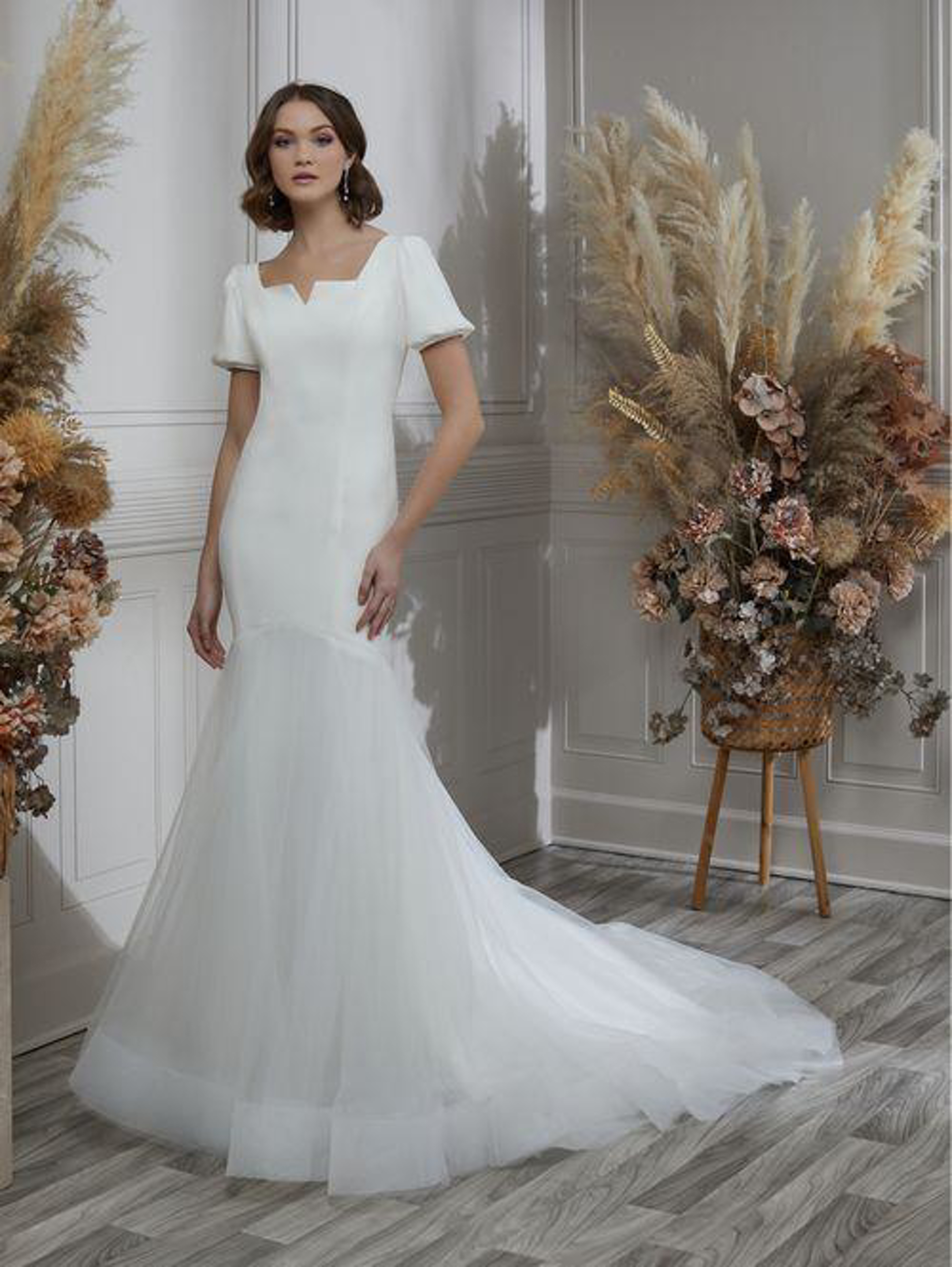 Wedding dress mermaid cut tulip clearance sleeves