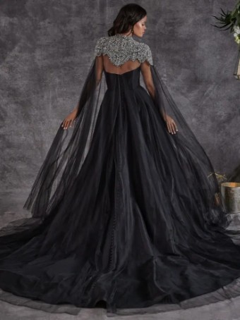 Sottero and Midgley 140077 Cape #1 Black/Silver thumbnail