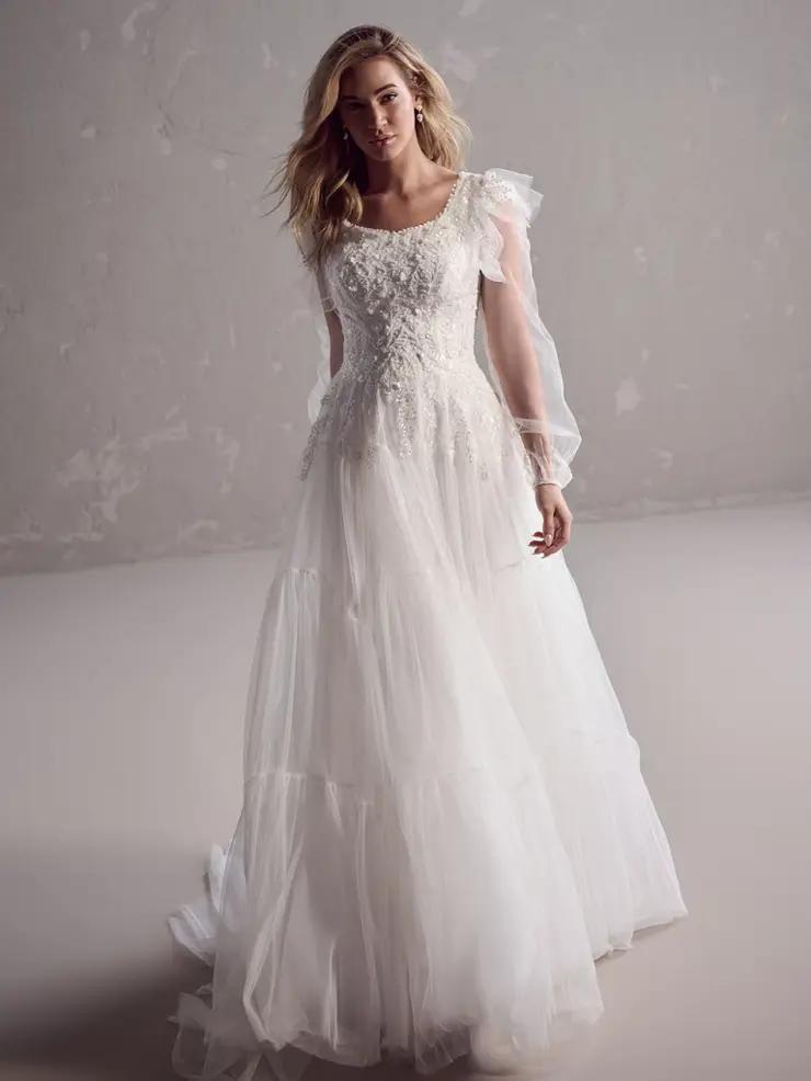 50 Breathtaking Wedding Dresses in 2022 : Corset + Long Sleeves + High Neck  Wedding Dress