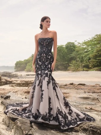Sottero and Midgley 142823 #8 Ivory Black/Black/Nude thumbnail