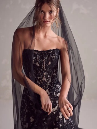 Sottero and Midgley 142823 #7 Ivory Black/Black/Nude thumbnail