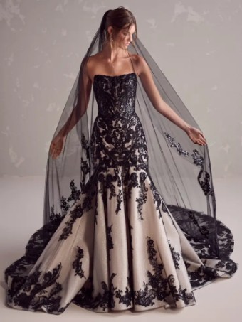 Sottero and Midgley 142823 #6 Ivory Black/Black/Nude thumbnail