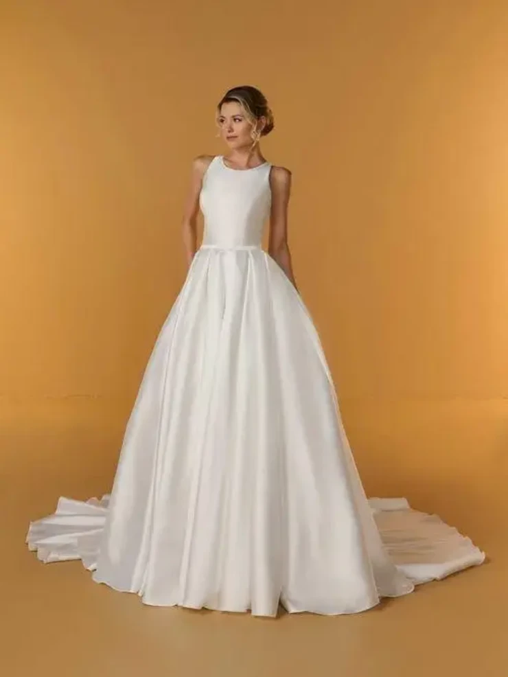 knee length dresses for ladies Plus Size Satin Wedding Dress Sentea with Front Slit – Olivia Bottega main image 0
