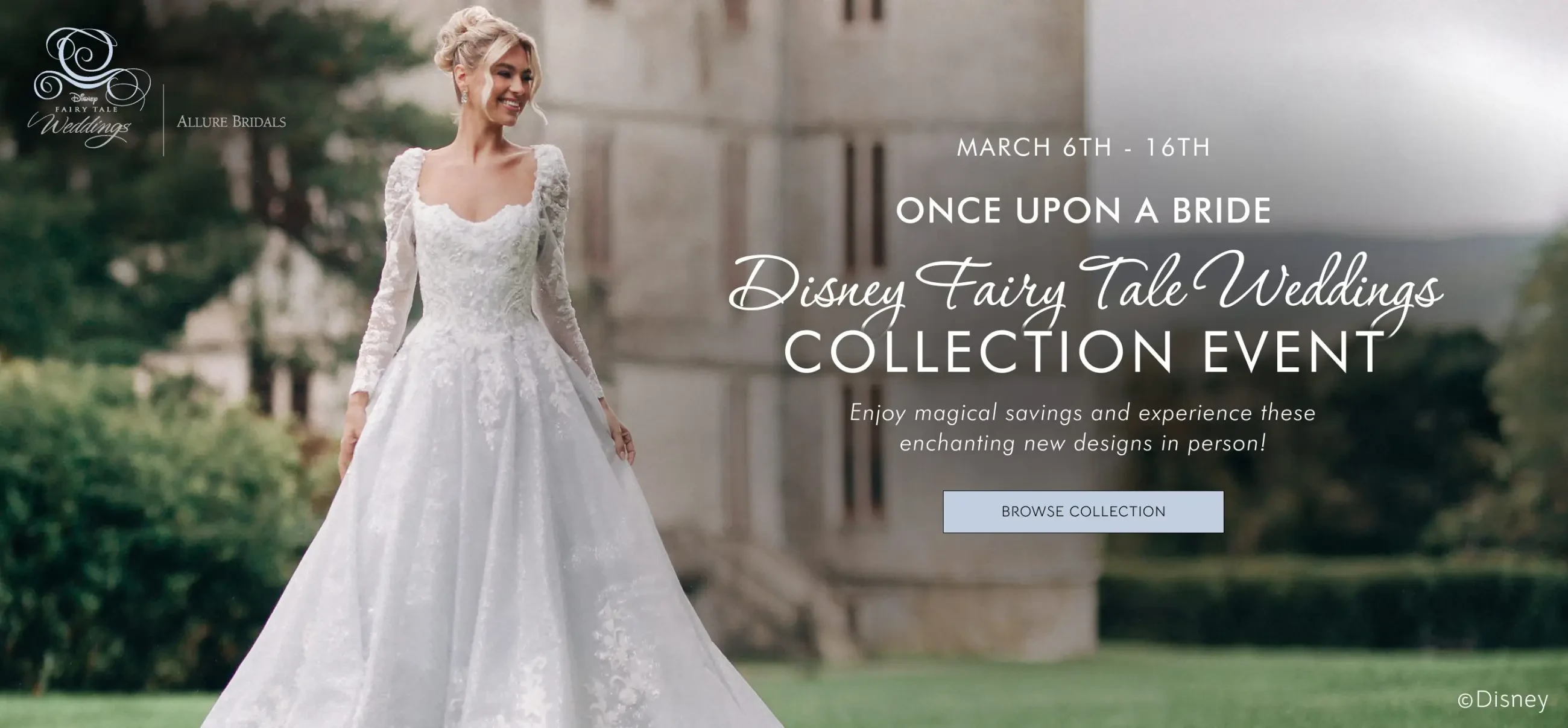 "Once Upon A Bride - Disney Fairy Tale Weddings Collection" Event hero banner